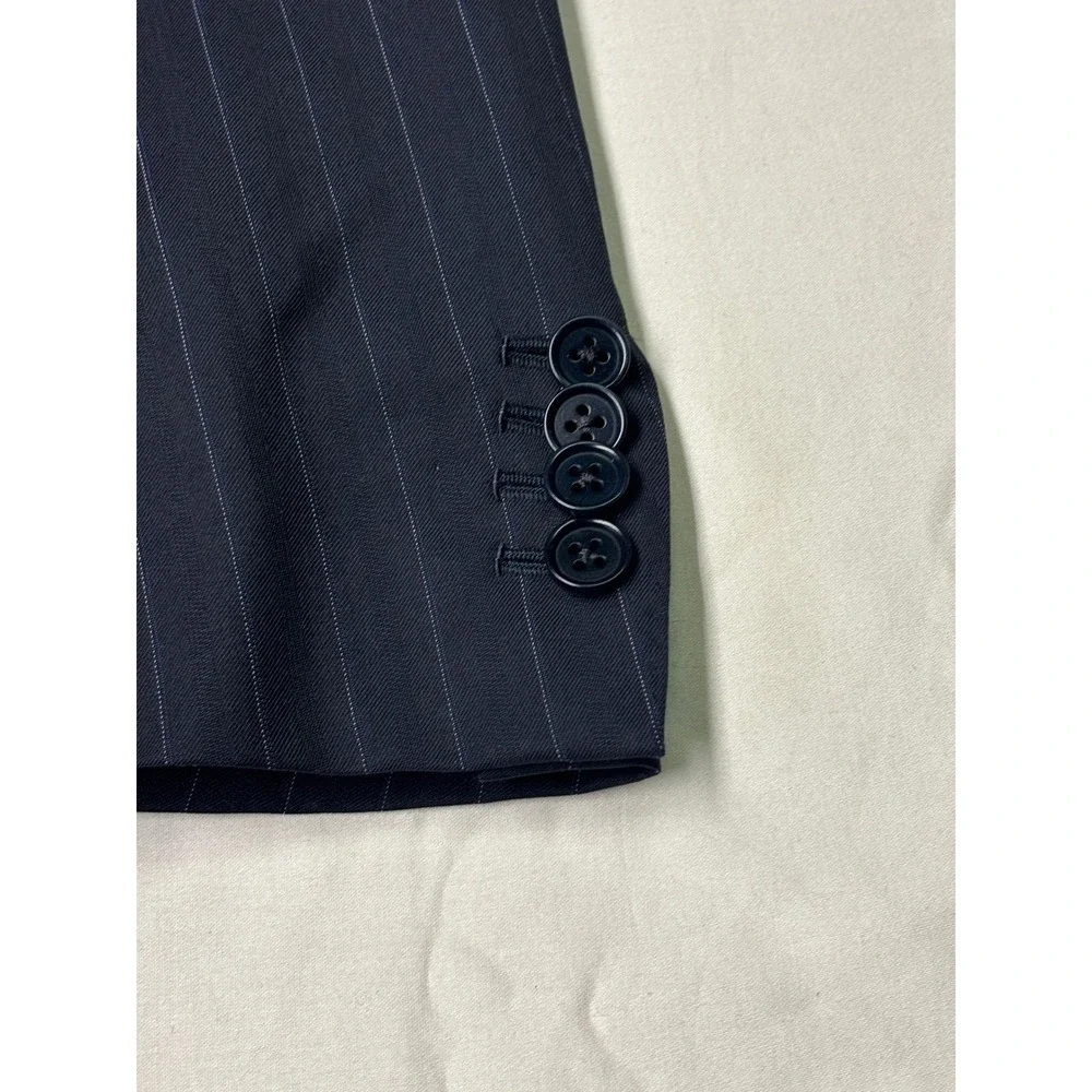 Canali‎ Mens Navy Blue Pinstripe Wool 3 Button Blazer Italy 56R UK 46 US